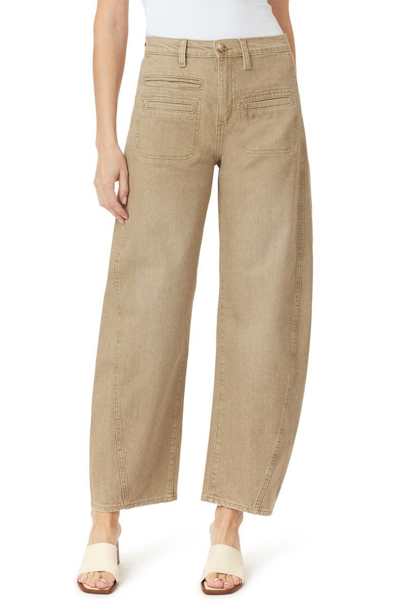 Habitual Evie High Front Patch Ankle Barrel Leg Jeans, Main, color, Brown Rice