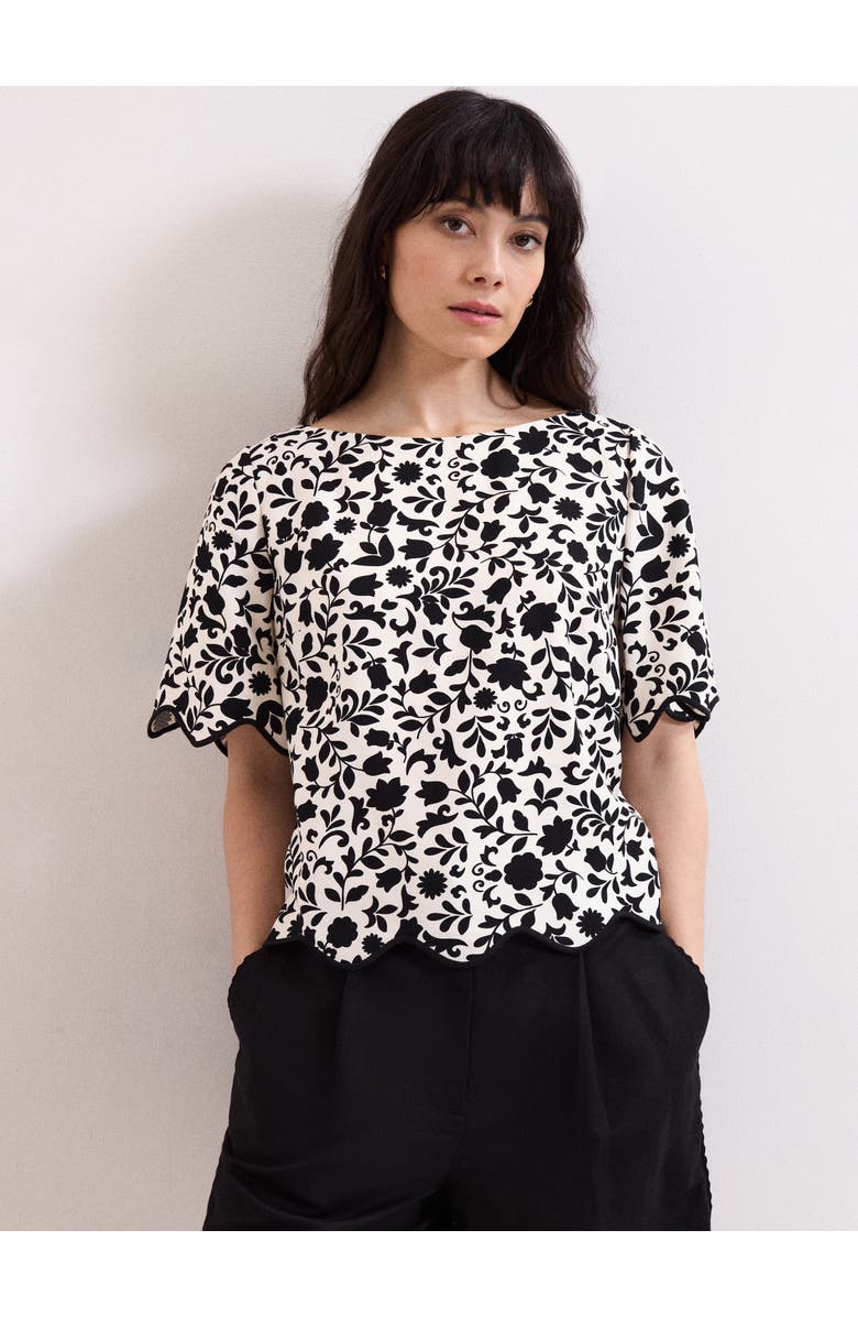 Phase Eight Abi Printed Top, Main, color, Black/Ivory