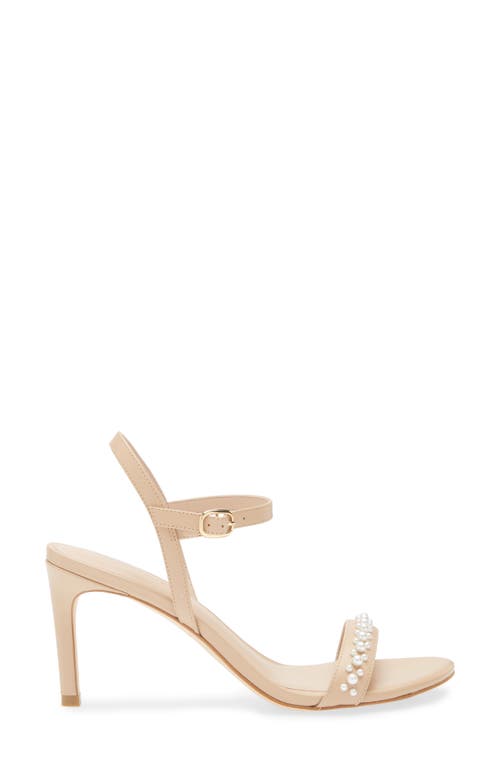 Stuart Weitzman Dancer Faux Pearl Sandal In Golden Beige