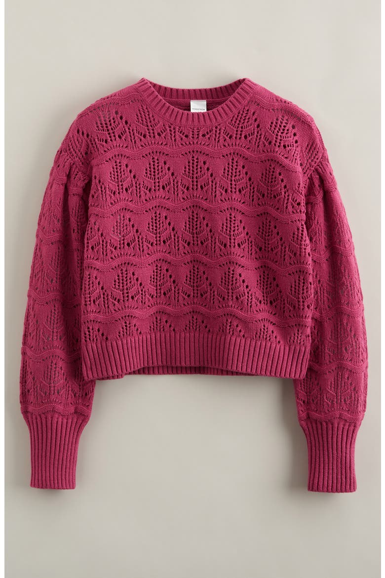 Kids' Pointelle Sweater, Main, color, PURPLE SHERBERT