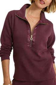 Tommy Bahama Palm Voyage Satin Trim Half Zip Sweatshirt