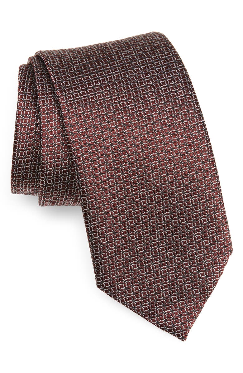 ZEGNA TIES Cento Fili Burgundy Silk Jacquard Tie, Main, color, 
