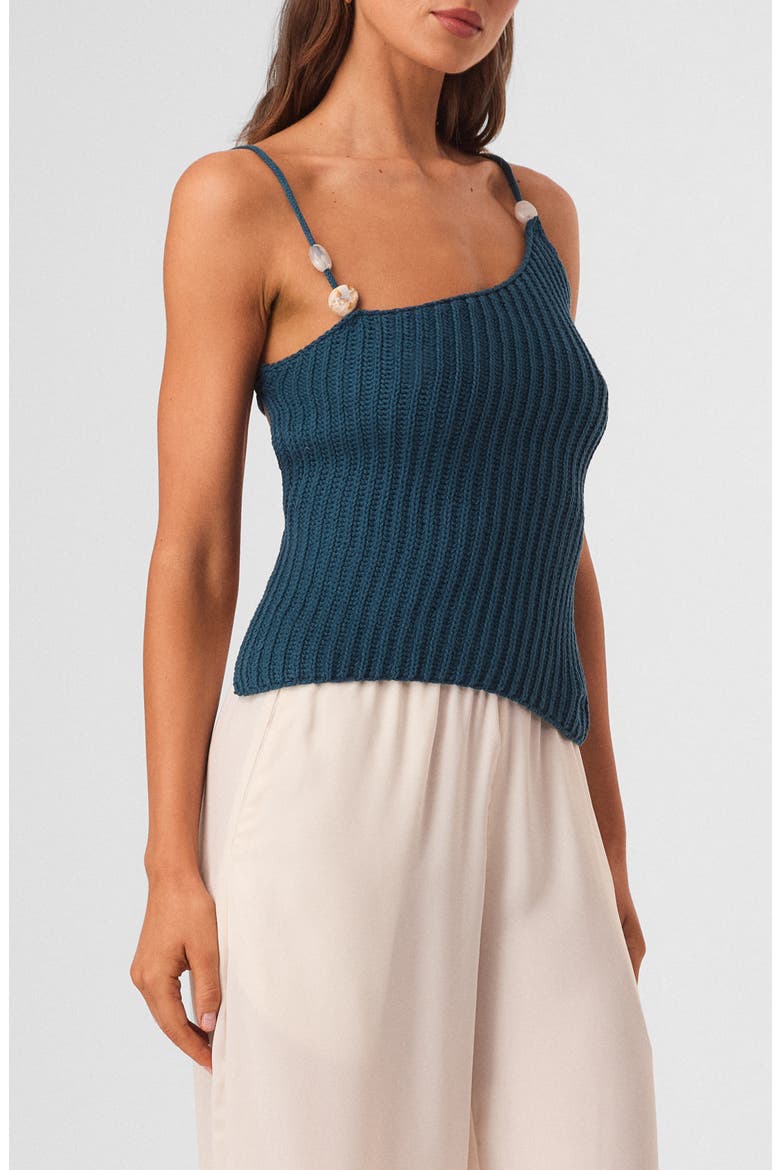 Desi Open Back Asymmetric Ribbed Top, Alternate, color, TEAL