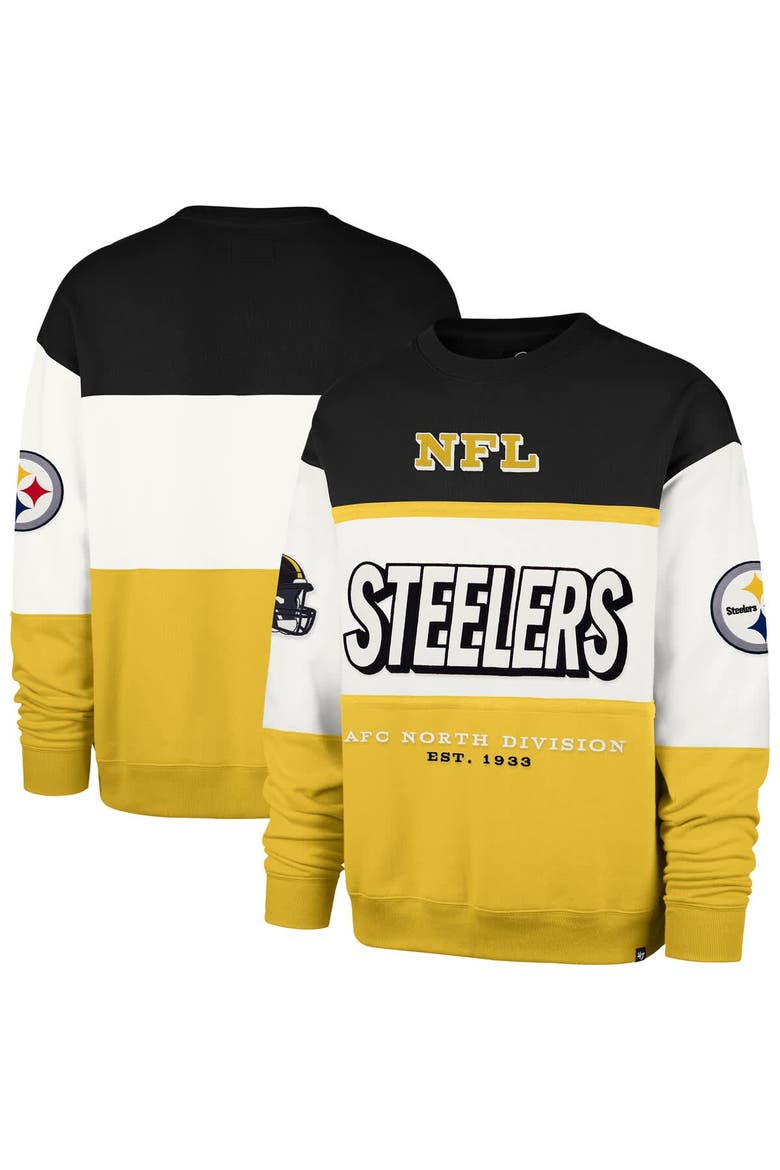 Men's '47 Black/Gold Pittsburgh Steelers Breeze Maximalist Sweatshirt, Main, color, Black