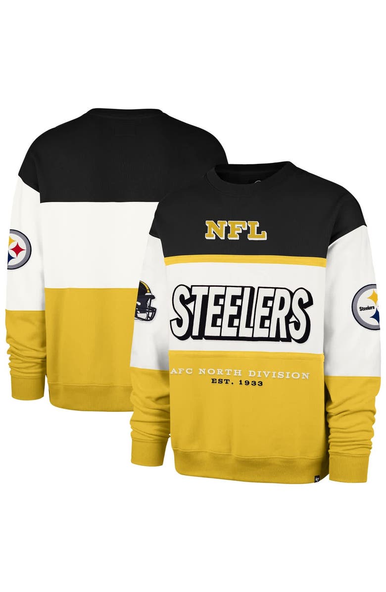 '47 Men's '47 Black/Gold Pittsburgh Steelers Breeze Maximalist Sweatshirt, Main, color, Black