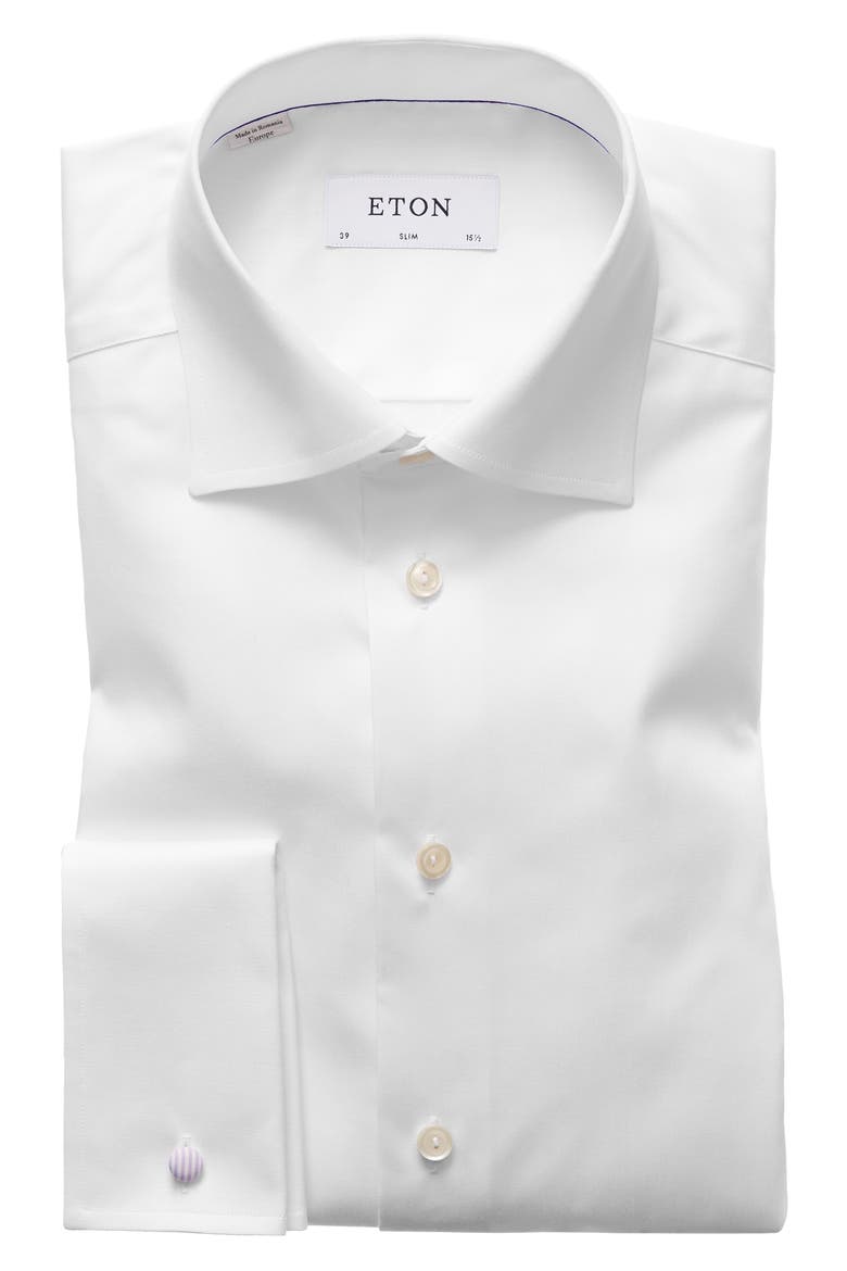 Slim Fit Solid Dress Shirt, Alternate, color, WHITE