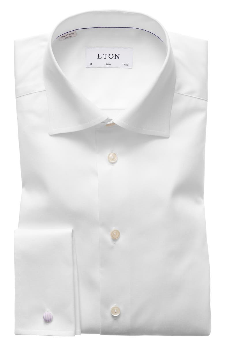 Eton Slim Fit Solid Dress Shirt, Alternate, color, White