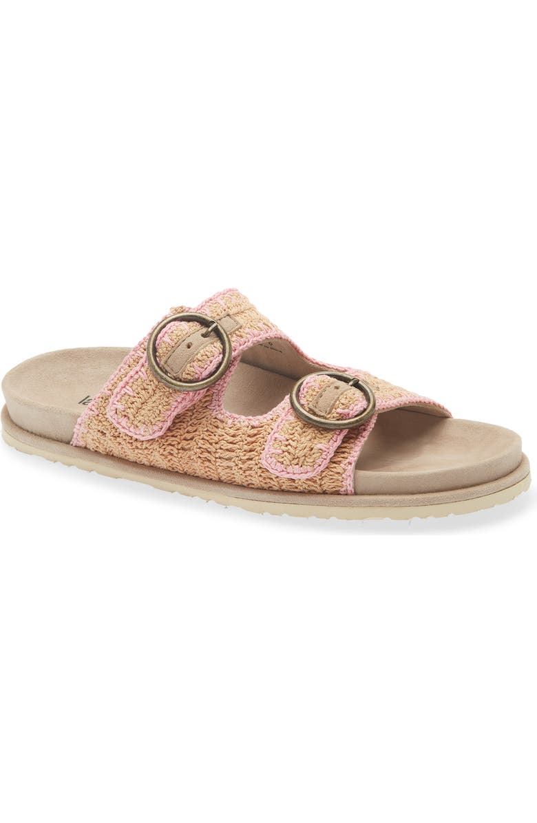 Laidback London Clay Crochet Buckle Strap Slide Sandal, Main, color, Beige / Baby Pink