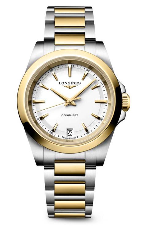Conquest Two Tone Bracelet Watch, 34mm