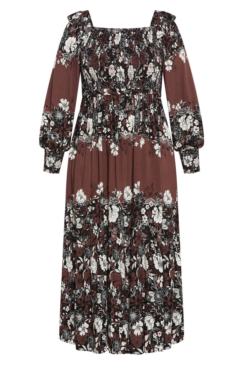Sadie Smocked Bodice Long Sleeve Maxi Dress, Alternate, color, COCO FLORAL