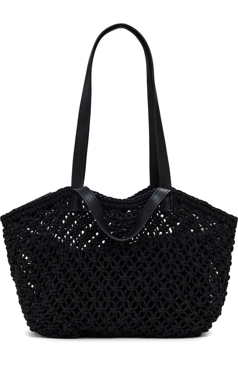 Desigual Open Knit Shopper Bag, Main, color, Black