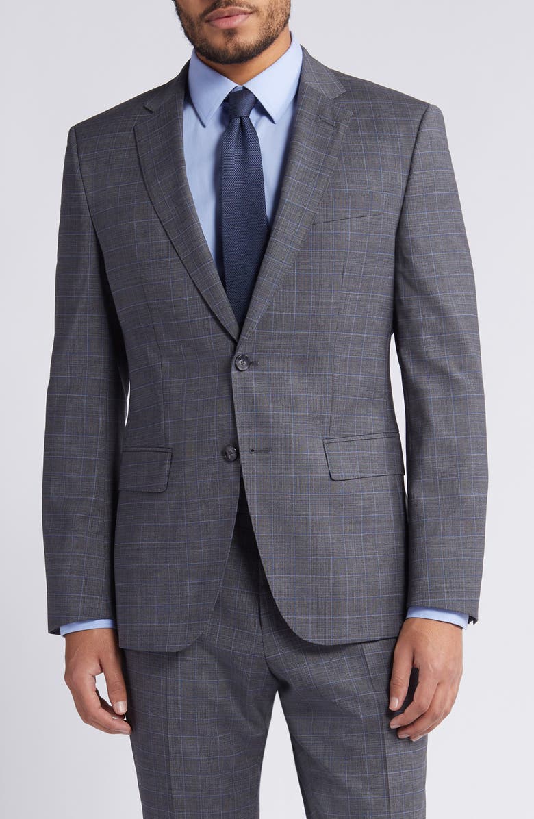 BOSS Huge Plaid Stretch Wool Suit, Alternate, color, 