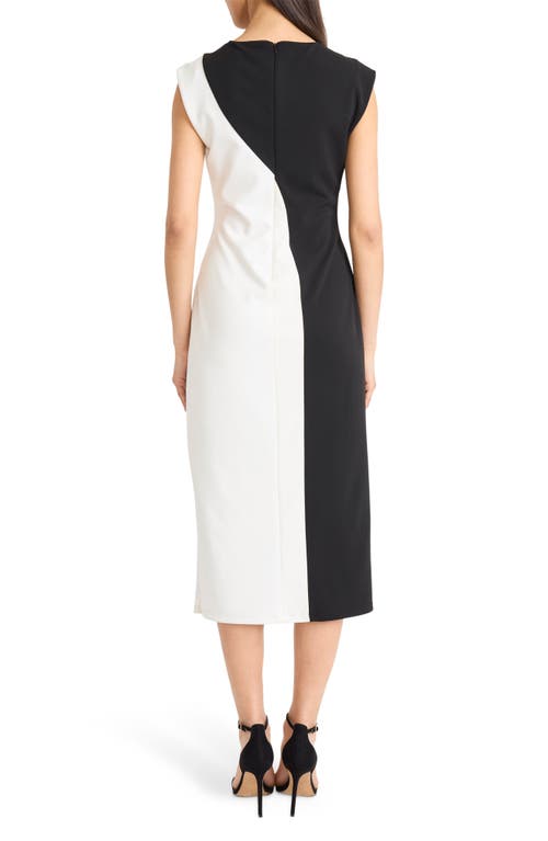 Donna Morgan For Maggy Colorblocked Sleeveless Midi Dress In Black