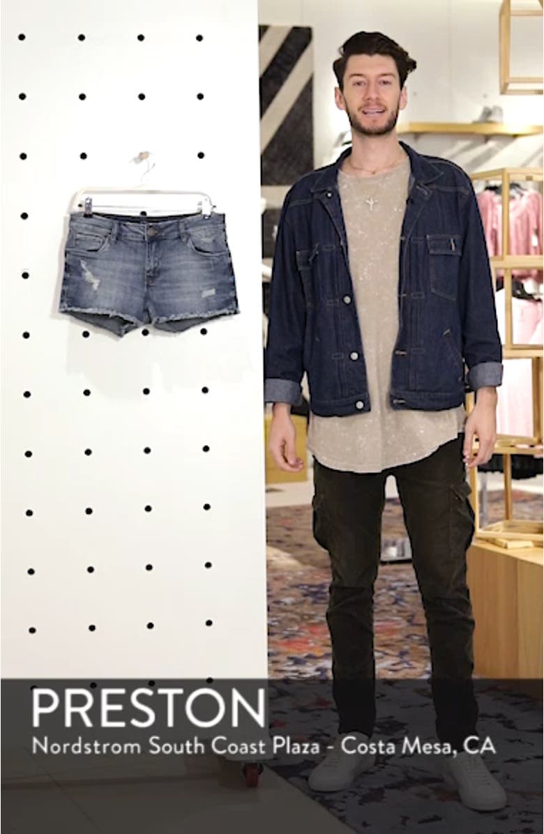 Boyfriend Distressed Denim Shorts, sales video thumbnail