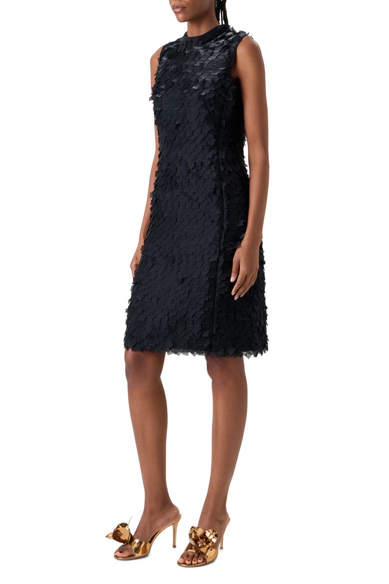 Layered Organza Tile Sheath Dress, Alternate, color, BLACK