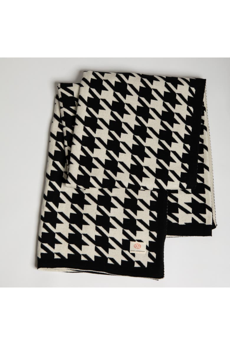Houndstooth Organic Cotton Throw Blanket, Main, color, Black