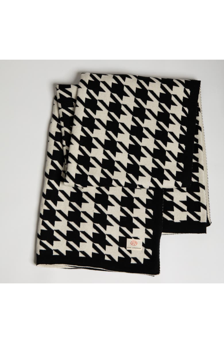 Pink Lemonade Houndstooth Organic Cotton Throw Blanket, Main, color, Black