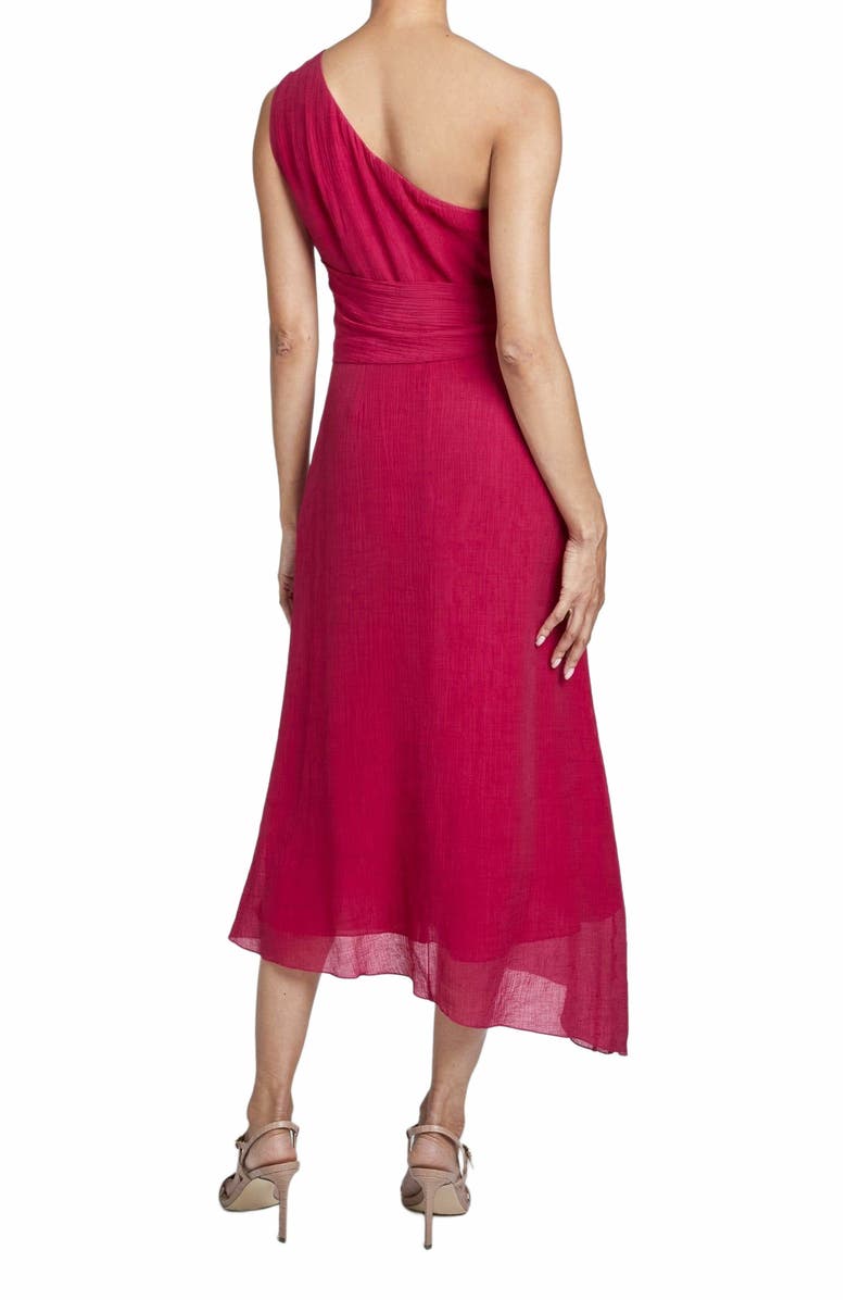 Santorelli Regana One-Shoulder Sleeveless Faux Wrap Dress, Alternate, color, Raspberry