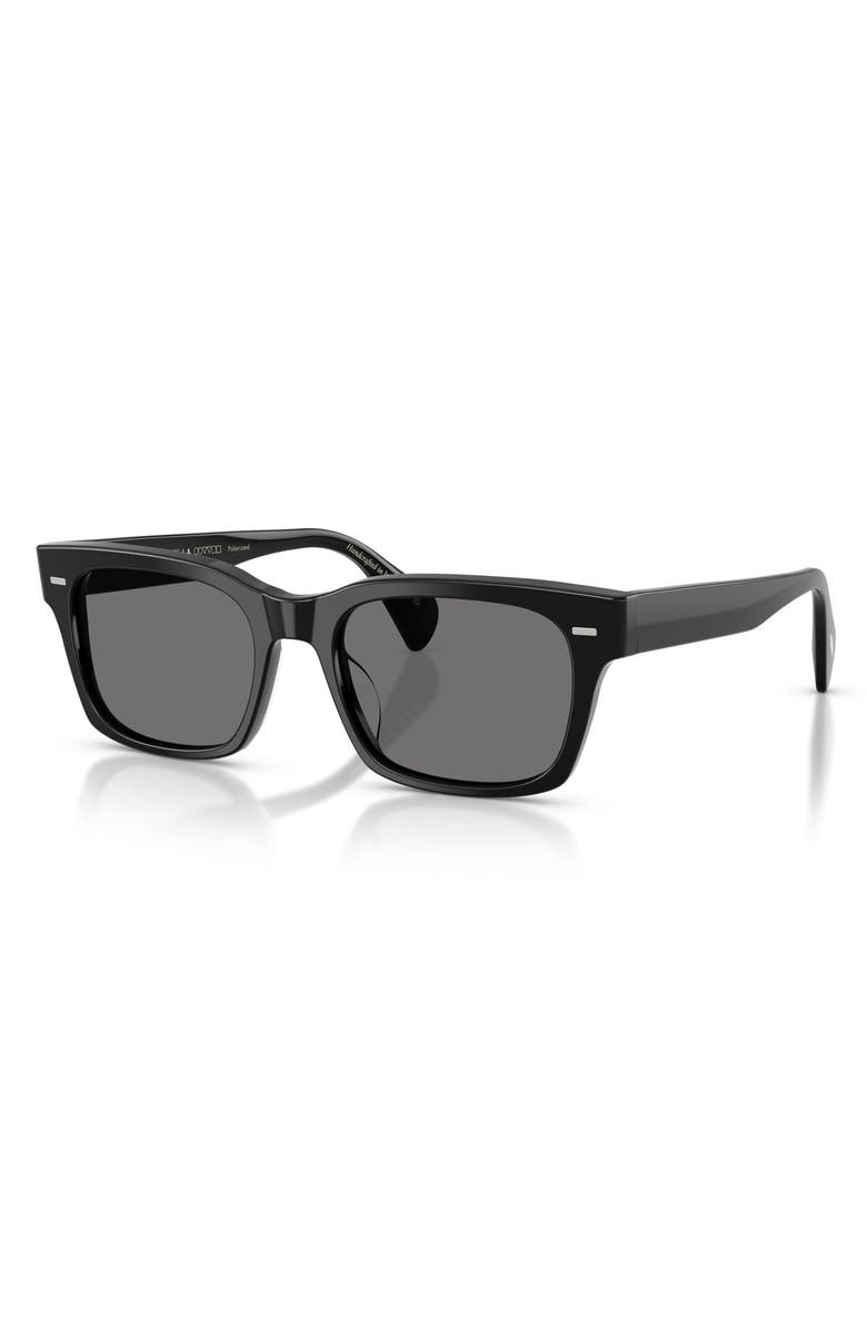 Oliver Peoples Ryce 54mm Polarized Square Sunglasses, Alternate, color, Black / Polar Grey