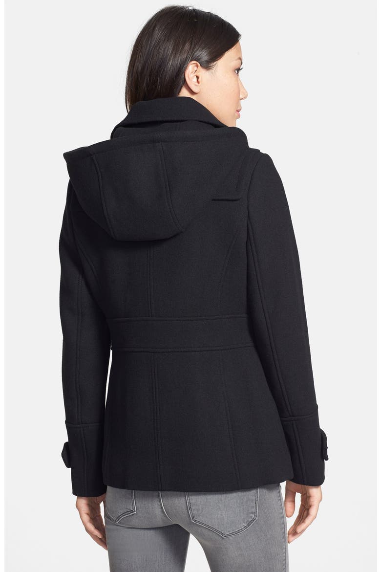 Wool Blend Duffle Coat, Alternate, color, BLACK