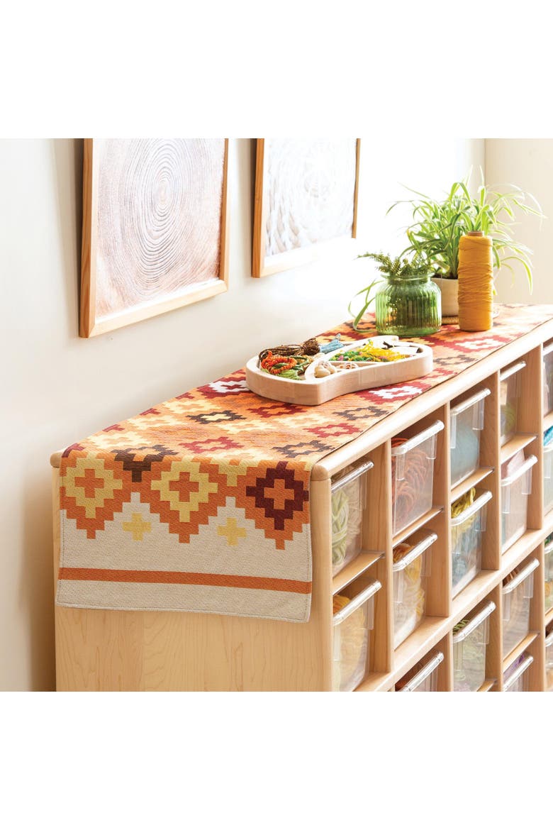 Warm Geo Decorative Runner, Alternate, color, orange