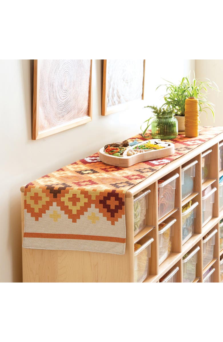 Kaplan Early Learning Company Warm Geo Decorative Runner, Alternate, color, Orange