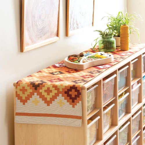 Kaplan Early Learning Company Warm Geo Decorative Runner In Multi