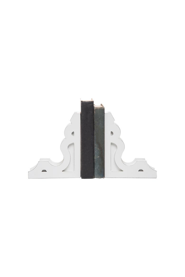 Set of 2 Wood Corbel Bookends - Foreside Home & Garden, Main, color, White