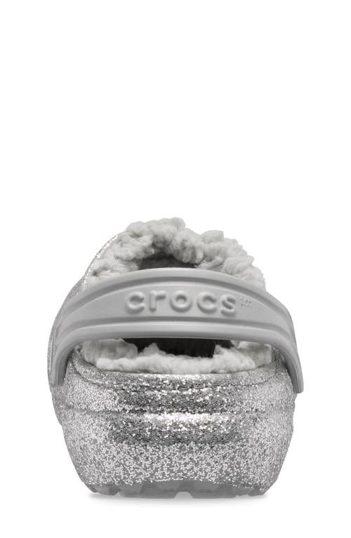 Shop Crocs Kids' Classic Lined Glitter Clog In Silver