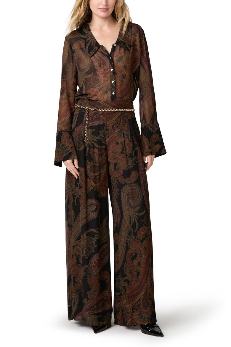 Rosalinda Paisley Button-Up Shirt, Alternate, color, BLACK MULTI
