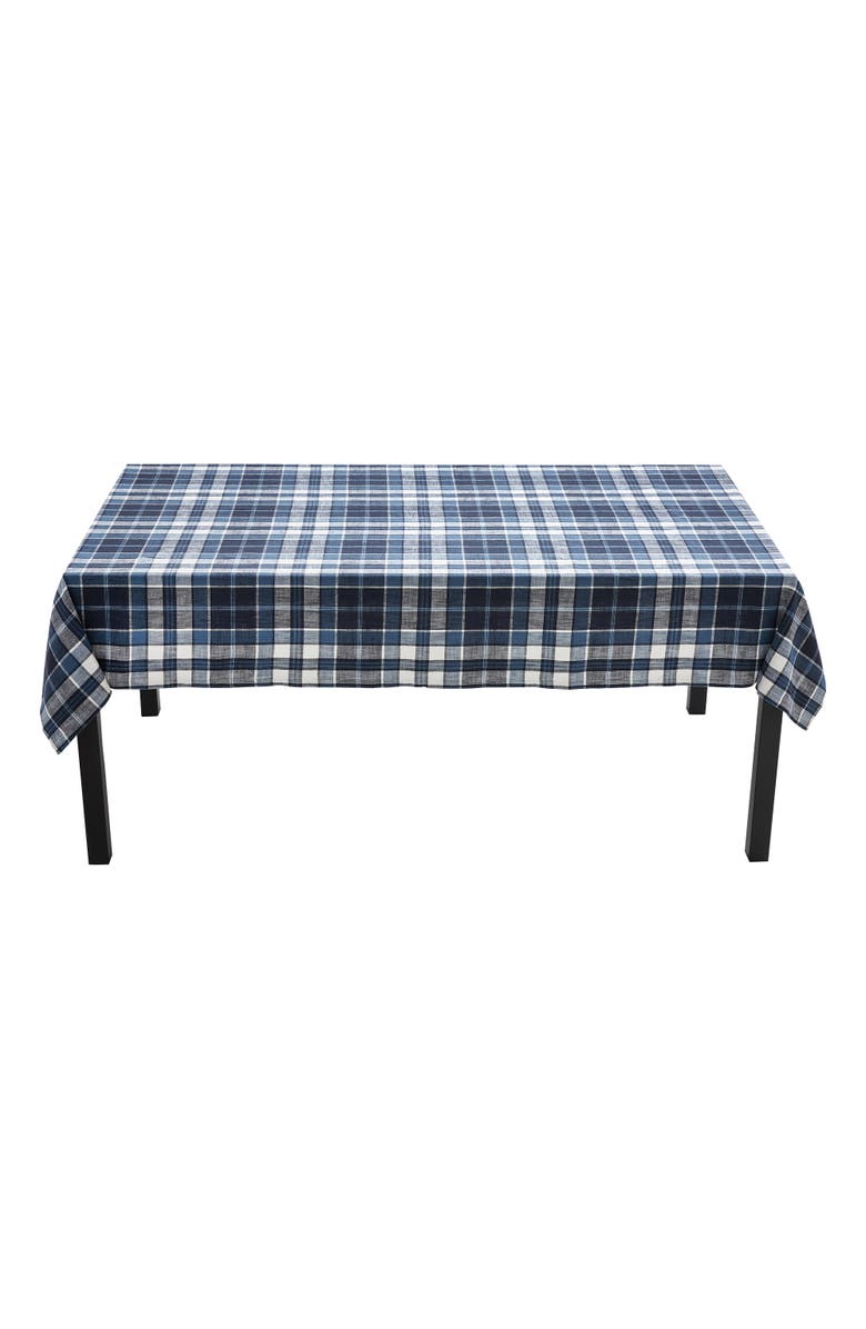 tag Mirage Plaid Cotton Tablecloth Christmas Blue Machine Washable, Main, color, Blue