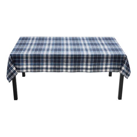Mirage Plaid Cotton Tablecloth Christmas Blue Machine Washable