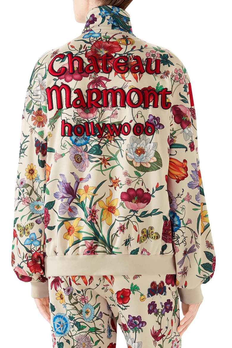 Chateau Marmont Floral Print Track Jacket, Alternate, color, IVORY/ MULTICOLOR