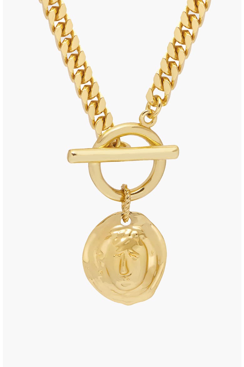 Eleni Mini Curb T-Bar Necklace In Gold, Alternate, color, Gold