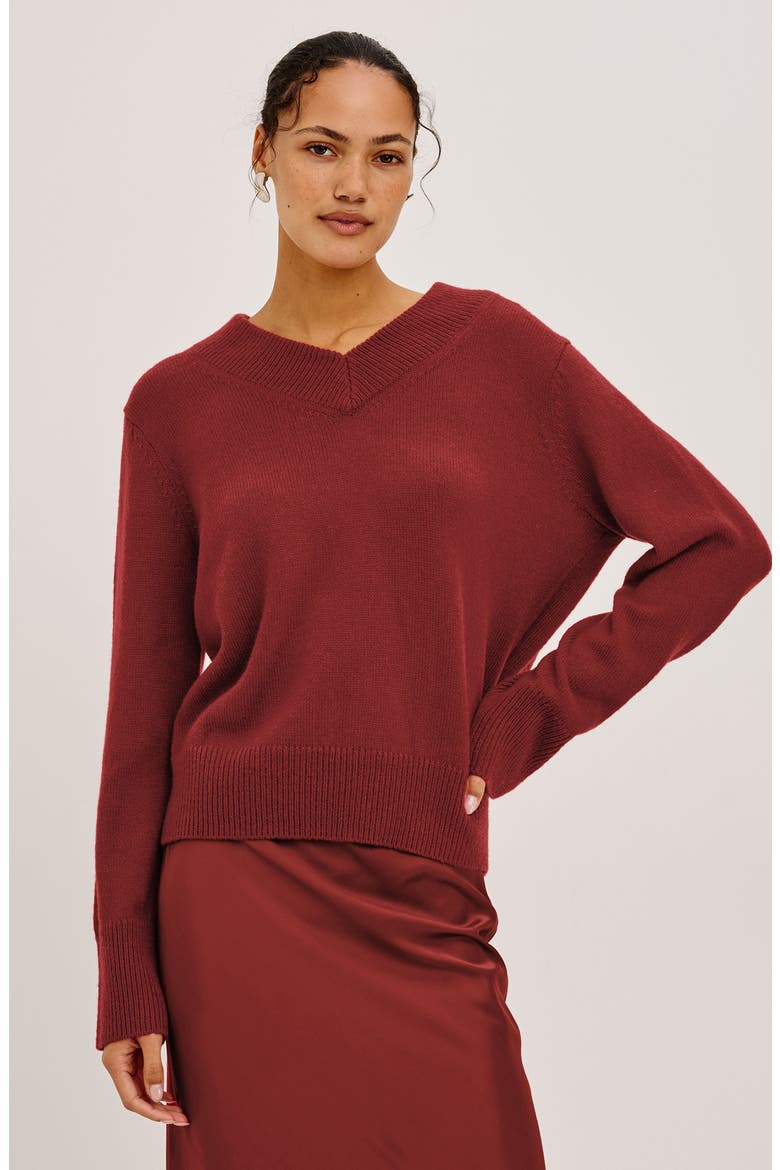Lidya Cotton, Wool & Cashmere Sweater, Alternate, color, CRIMSON