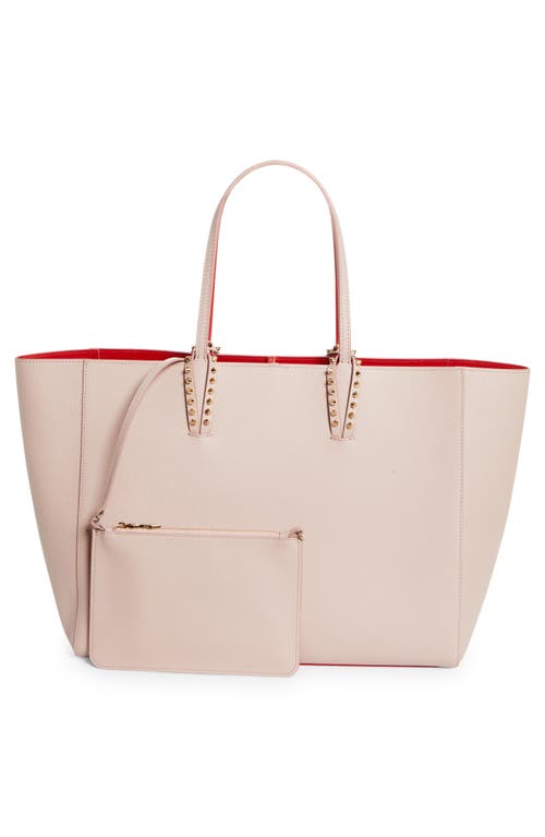 Christian Louboutin Cabata Small Studded Textured-leather Tote In Vintage Rose/gold
