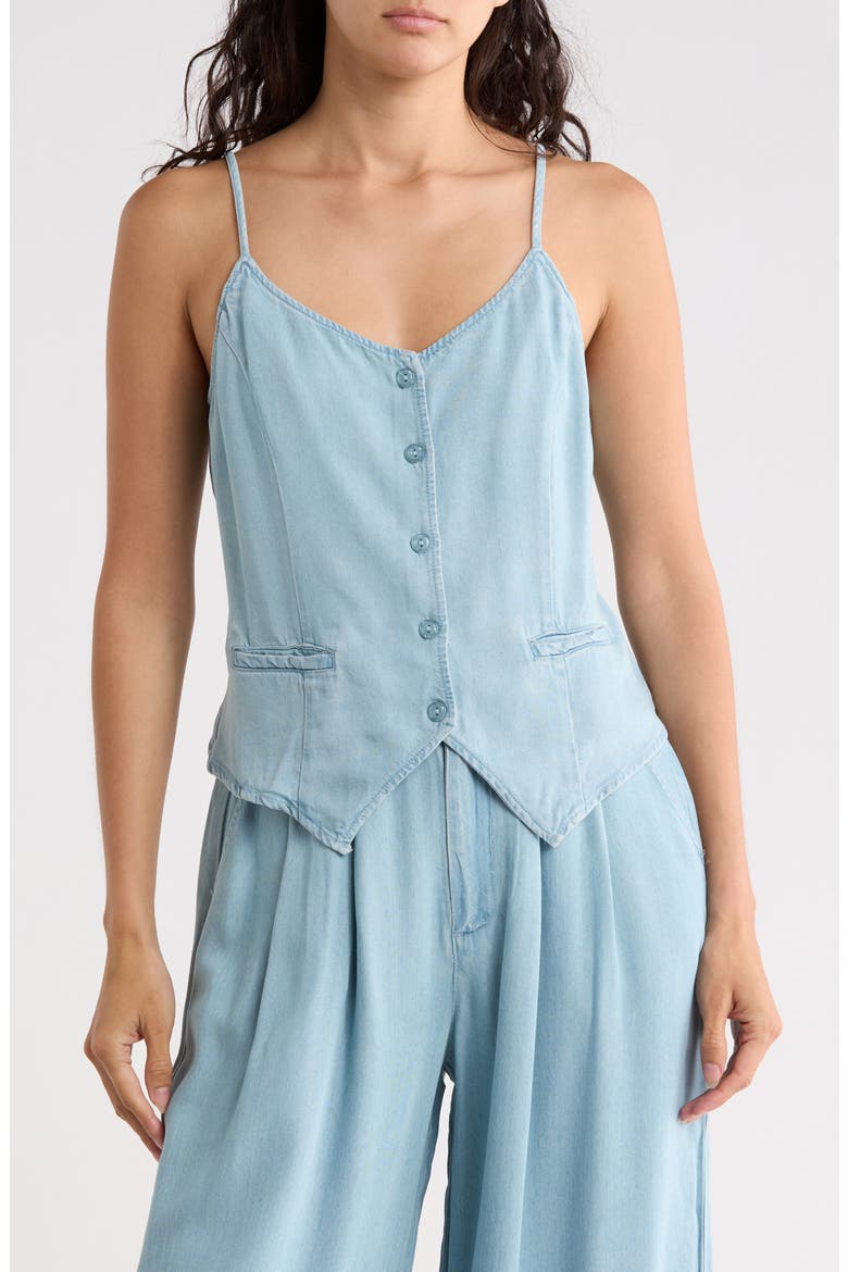Tate Chambray Vest, Main, color, INDIGO PALE BLUE WASH