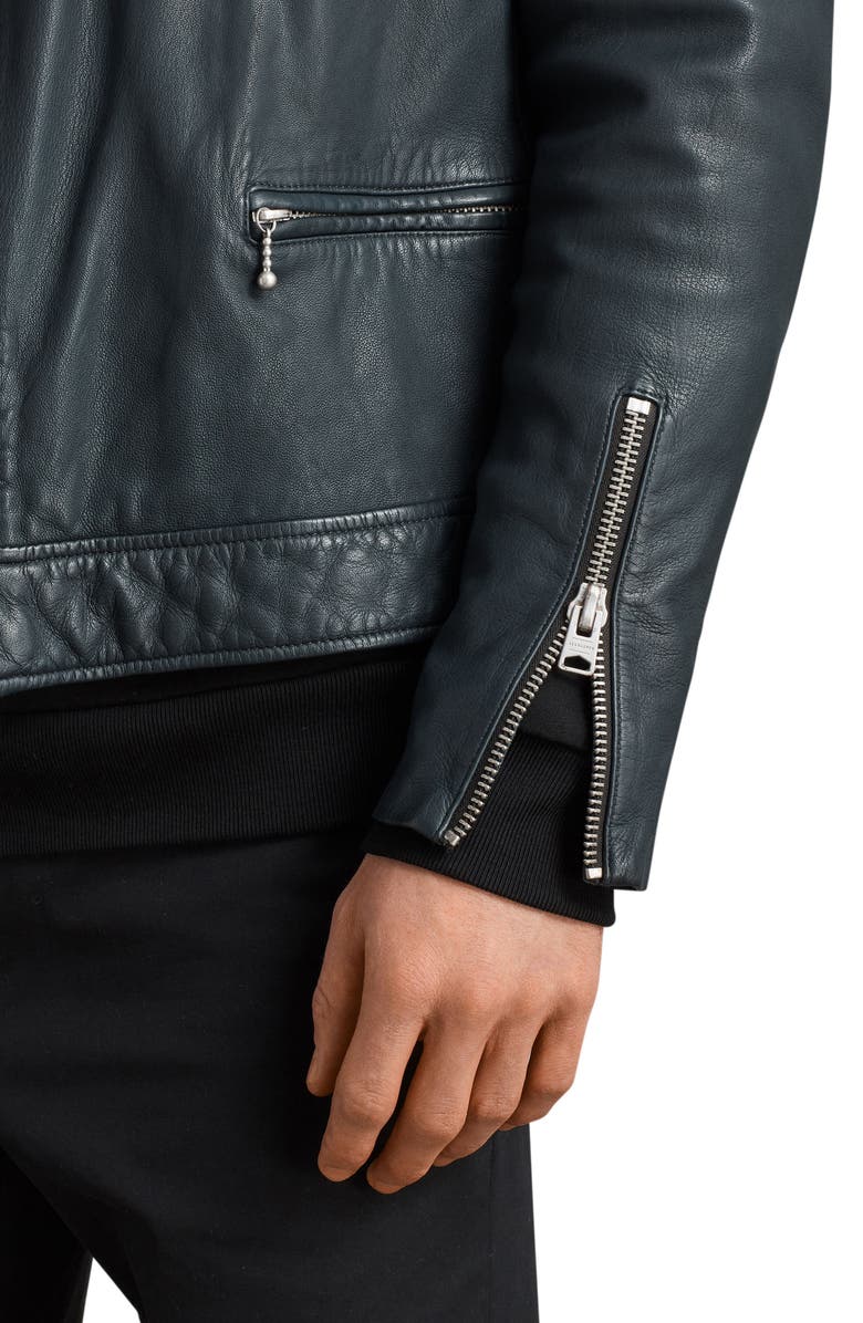 AllSaints Carver Slim Fit Leather Biker Jacket, Alternate, color,