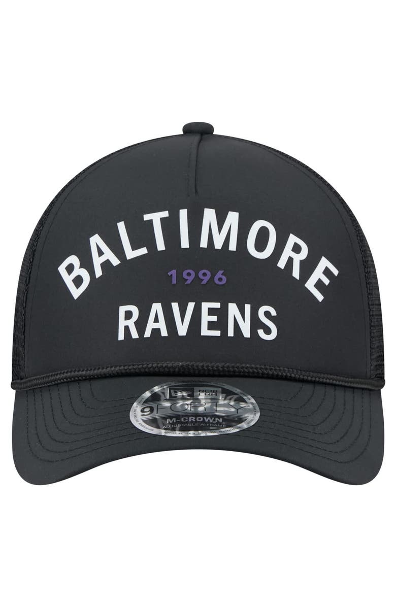 New Era Men's New Era Black Baltimore Ravens Active Minimalist M-Crown A-Frame 9FORTY Adjustable Hat, Alternate, color, Black