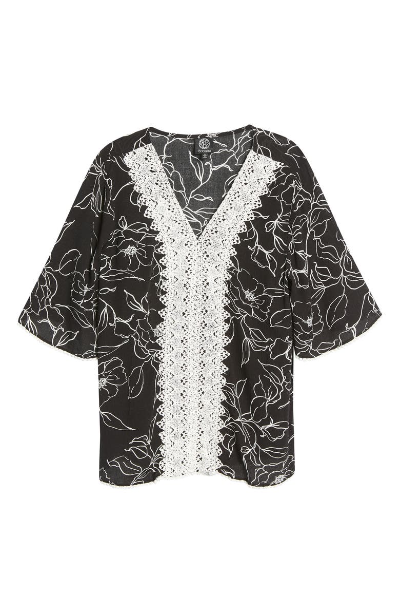 Bobeau Lace Trim Floral Woven Blouse, Alternate, color,
