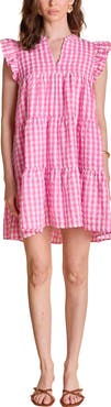 English Factory Gingham Check Tiered Minidress