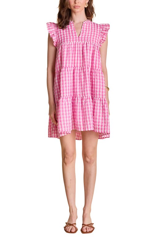 ENGLISH FACTORY ENGLISH FACTORY GINGHAM CHECK TIERED COTTON MINIDRESS