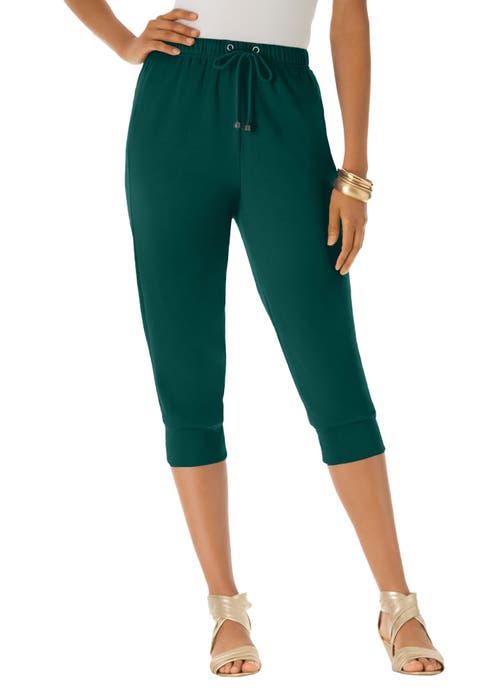 Plus Size Soft Knit Capri Pant With Drawstring Waist