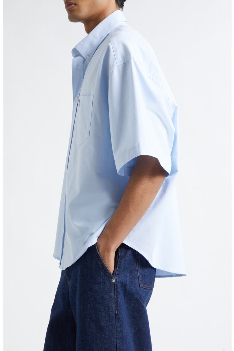 Ami de Coeur Embroidered Boxy Cotton Poplin Button-Up Shirt, Alternate, color, BLEU CIEL