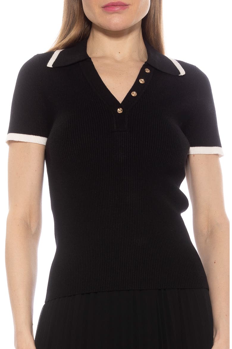 Diara Knit Polo, Main, color, BLACK