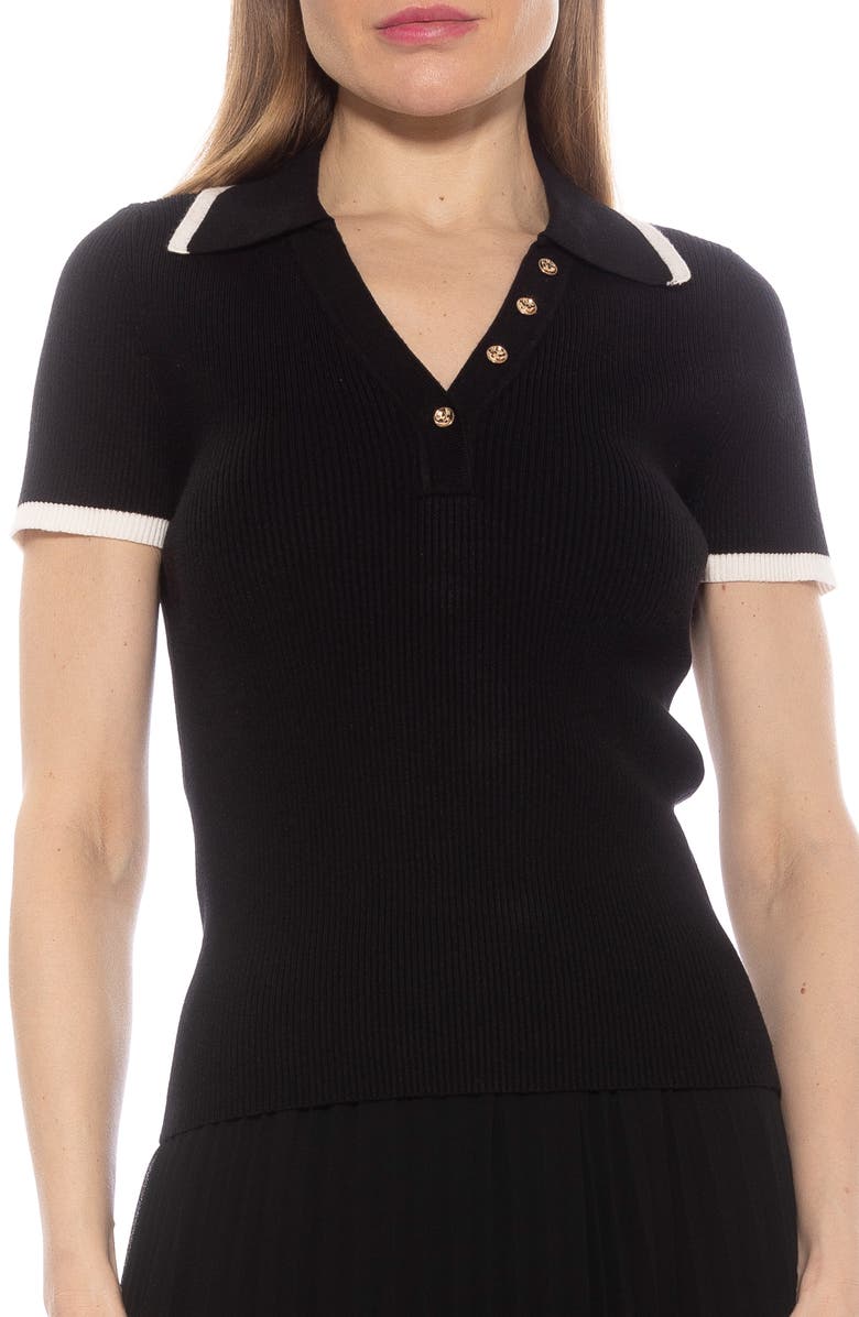 Alexia Admor Diara Knit Polo, Main, color, Black