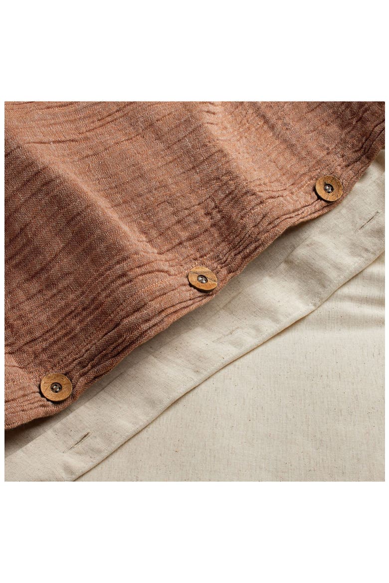 Crinkled Cotton & Linen Duvet Cover, Alternate, color, RUST