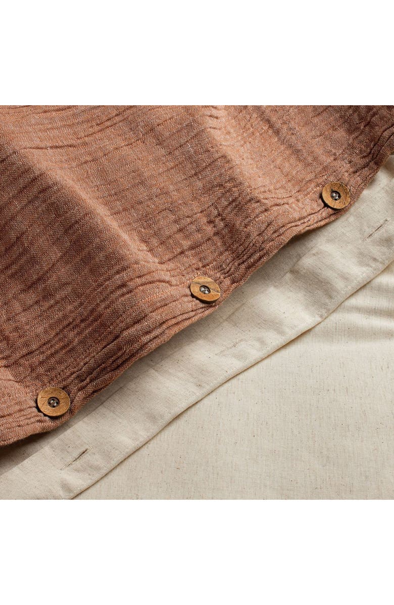 Crane Air Crinkled Cotton & Linen Duvet Cover, Alternate, color, Rust