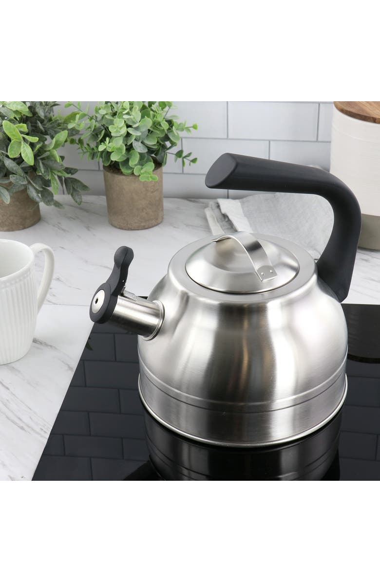 Kenmore 2.3 Quart Stainless Steel Whistling Tea Kettle, Alternate, color, Metallic Silver