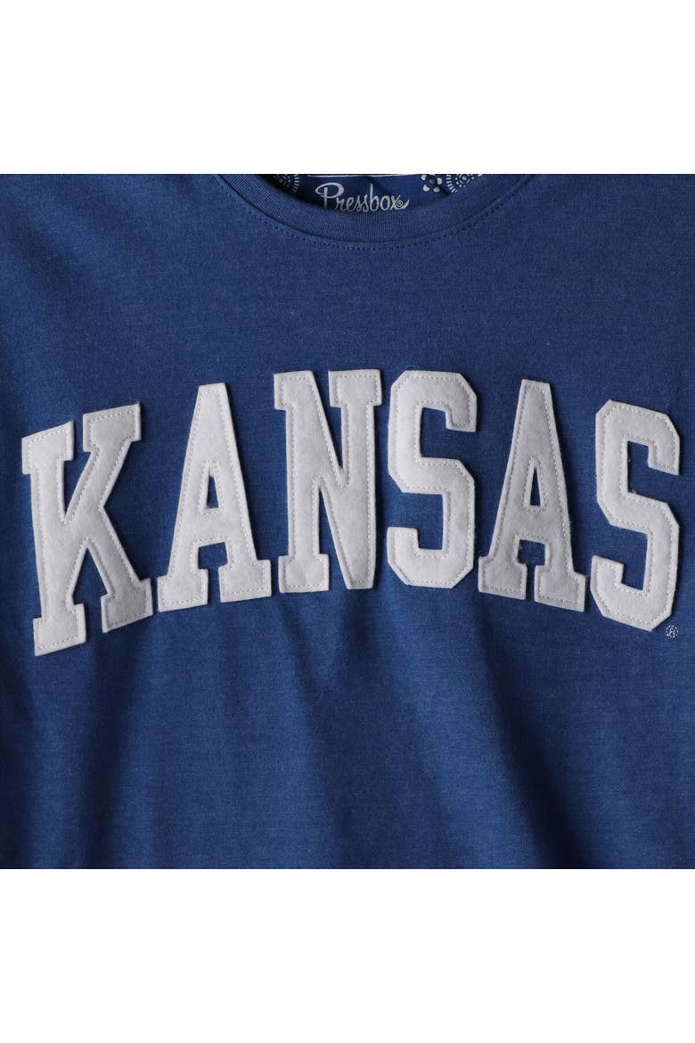 Women's Pressbox Heathered Royal Kansas Jayhawks Two-Hit Canyon Long Sleeve T-Shirt, Alternate, color, Royal